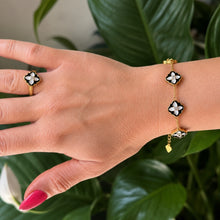 Load image into Gallery viewer, Midnight Bloom Flower Bracelet Stainless Steel 316L Waterproof 18ct Gold Plated