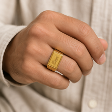 Load image into Gallery viewer, 18ct Gold Plated Stainless Steel  316L Dad Signet Ring Waterproof