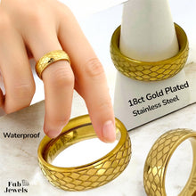 Load image into Gallery viewer, Stainless Steel Waterproof 18ct Gold Plated Ring Snake Effect