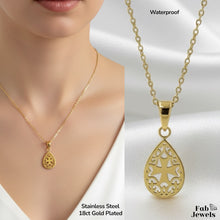 Load image into Gallery viewer, 18ct Gold Plated on Stainless Steel Maltese Cross Drop Pendant Modern Baroque Necklace Included