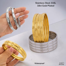 Load image into Gallery viewer, Stainless Steel 316L 18ct Gold Plated Silver Fili Bangles Set of 2 Waterproof