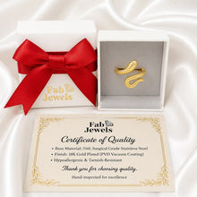 Load image into Gallery viewer, Stainless Steel 316l 18ct Gold Gold Plated Adjustable Snake Ring Waterproof