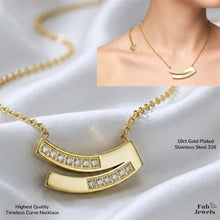 Load image into Gallery viewer, Stainless Steel 316L 18ct Gold Plated Silver Timeless Curve Necklace with Inlaid Cubic Zirconia