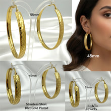 Load image into Gallery viewer, Gold Plated Stainless Steel Hypoallergenic Hoop Loop Fili Earrings Waterproof Never Fade Snake Effect Collection