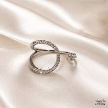 Load image into Gallery viewer, 18ct Gold Plated Stainless Steel  316L Open Halo Adjustable Ring with Inlaid Cubic Zirconia Waterproof
