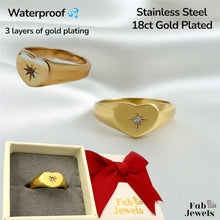 Load image into Gallery viewer, 18ct Gold Plated on Stainless Steel My Shining Star Heart Signet Ring Waterproof