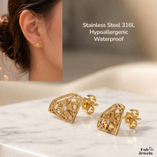 Load image into Gallery viewer, Stainless Steel 316L 18ct Gold Plated Fab Signature Maltese Cross Stud Earrings Hypoallergenic