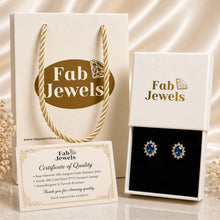 Load image into Gallery viewer, Stainless Steel 18ct Gold Plated Hypoallergenic Lady D Stud Halo Earrings with Inlaid Cubic Zirconia