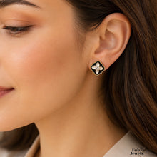 Load image into Gallery viewer, Midnight Bloom 18ct Gold Plated Stainless Steel 316L Hypoallergenic Stud Earrings