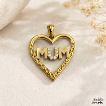 Load image into Gallery viewer, 18ct Gold Plated on Stainless Steel Mum Pendant Necklace with Inlaid Sparkling Cubic Zirconia