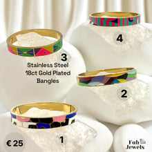 Load image into Gallery viewer, 18ct Yellow Gold Plated Stainless Steel Multi Coloured Bangle Waterproof