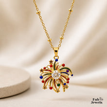 Load image into Gallery viewer, 18ct Gold Plated Stainless Steel Fireworks Pendant ‘il-Murtali’ Ball Chain Necklace