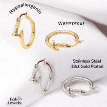 Load image into Gallery viewer, Gold Plated Stainless Steel Hypoallergenic Nail Hoop Loop Earrings