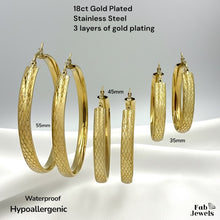 Load image into Gallery viewer, Gold Plated Stainless Steel Hypoallergenic Hoop Loop Fili Earrings Waterproof Never Fade Snake Effect Collection