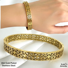Load image into Gallery viewer, 18ct Gold Plated Stainless Steel Maltese Cross Bangle Baroque Collection