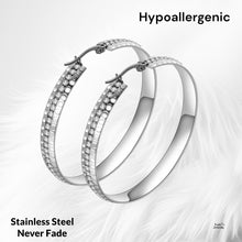 Load image into Gallery viewer, Stainless Steel Large Hoop Earrings Hypoallergenic with Sparkling Cubic Zirconia