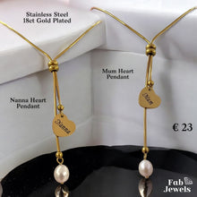 Load image into Gallery viewer, 18ct Gold Plated Necklace  with Adjustable Drop Pearl Mum Nanna Pendant