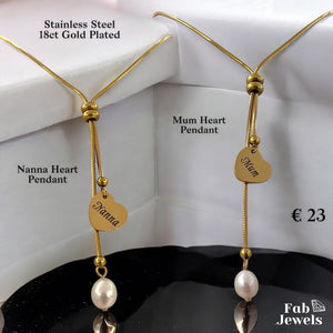 18ct Gold Plated Necklace  with Adjustable Drop Pearl Mum Nanna Pendant