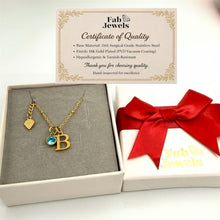 Load image into Gallery viewer, Stainless Steel Silver / Yellow Gold / Rose Gold Plated Initial Birthstone Charms Including Necklace