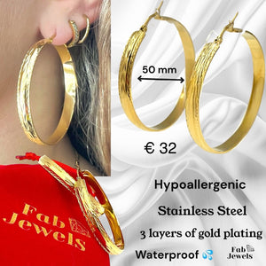 Highest Quality Gold Plated Stainless Steel Hypoallergenic Hoop Loop Earrings Waterproof