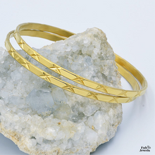 Load image into Gallery viewer, Yellow Gold Rose Gold Stainless Steel Fili Bangles Set of 2