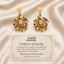 Load image into Gallery viewer, 18ct Gold Plated Stainless Steel 316L Hypoallergenic Fireworks Dangling Earrings ‘il-Murtali’