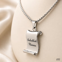 Load image into Gallery viewer, Stainless Steel 316L 18ct Gold Plated Engraved Inhobbok Nannu Scroll Pendant with Necklace