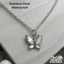 Load image into Gallery viewer, 18ct Gold Plated Stainless Steel Mother of Pearl Butterfly Pendant with Necklace