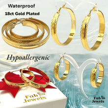 Load image into Gallery viewer, Highest Quality Gold Plated Stainless Steel Hypoallergenic Hoop Loop Earrings Waterproof