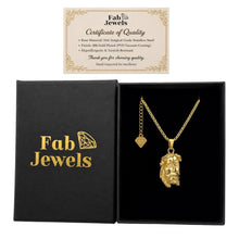 Load image into Gallery viewer, Wicc ta Gesu 18ct Gold Plated Stainless Steel 316L Jesus Face Pendant Necklace Waterproof