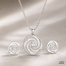 Load image into Gallery viewer, Stylish Stainless Steel Silver/Yellow Gold Set Necklace Earrings and Pendant With Crystals and Pearl