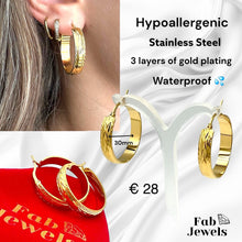 Load image into Gallery viewer, Highest Quality Gold Plated Stainless Steel Hypoallergenic Hoop Loop Earrings Waterproof