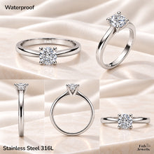 Load image into Gallery viewer, 18ct Gold Plated Stainless Steel  316L Classic Solitaire Ring with Brilliant Cut Cubic Zirconia Waterproof