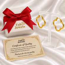 Load image into Gallery viewer, 18ct Gold Plated Stainless Steel 316L Hypoallergenic Clover Hoop Earrings