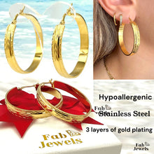 Load image into Gallery viewer, Highest Quality Gold Plated Stainless Steel Hypoallergenic Hoop Loop Earrings Waterproof