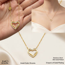 Load image into Gallery viewer, Gold Plated Stainless Steel Necklace with Heart Pendant