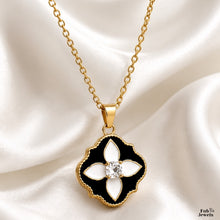 Load image into Gallery viewer, Midnight Bloom 18ct Gold Plated Stainless Steel 316L Flower Pendant with Necklace