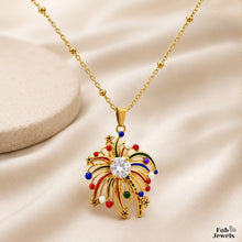 Load image into Gallery viewer, 18ct Gold Plated Stainless Steel Fireworks Pendant ‘il-Murtali’ Ball Chain Necklace
