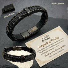Load image into Gallery viewer, Highest Quality Black Leather Stainless Steel 316L Eclipse Bracelet