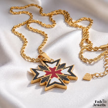 Load image into Gallery viewer, 18ct Gold Plated on Stainless Steel 316L Nights of Malta Set Pendant Hypoallergenic Stud Earrings Rope Chain Included