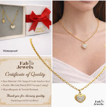 Load image into Gallery viewer, 18ct Gold Plated Stainless Steel Necklace with Heart Charm Pendant with Cubic Zirconia