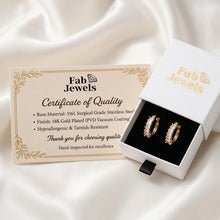 Load image into Gallery viewer, Hypoallergenic 18ct Gold Plated Stainless Steel 316L Hoop Earrings with Inlaid Cubic Zirconias