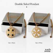 Load image into Gallery viewer, 18ct Gold Plated on Stainless Steel 316L Maltese Cross Clover Double Sided Pendant with Necklace