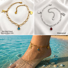Load image into Gallery viewer, Stainless Steel Waterproof Personalised Anklet Initial Birthstone Gold / Silver