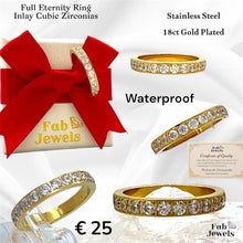 Load image into Gallery viewer, Highest Quality Stainless Steel 18ct Gold Plated Full Eternity Ring Waterproof
