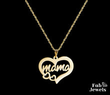Load image into Gallery viewer, 18ct Gold Plated on Stainless Steel Ma Mama Heart Necklace Waterproof
