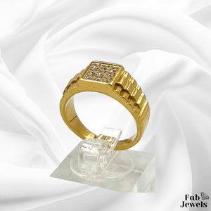 18ct Gold Plated Stainless Steel Waterproof Stylish Ring with CZ