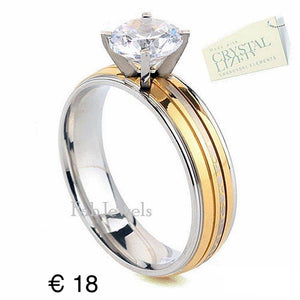 Stainless Steel 316L Solitaire Ring with Swarovski Crystal Never Fade