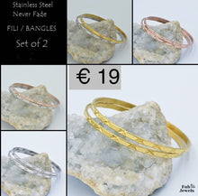 Load image into Gallery viewer, Yellow Gold Rose Gold Stainless Steel Fili Bangles Set of 2