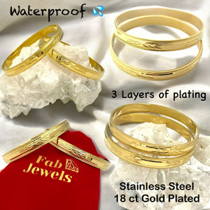 Highest Quality 18ct Gold Plated on Stainless Steel Fili Bangles Set of 2
